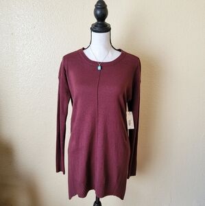 a.n.a Women's Burgundy Crew Neck Knit Sweater NWT Small Business Casual Maroon